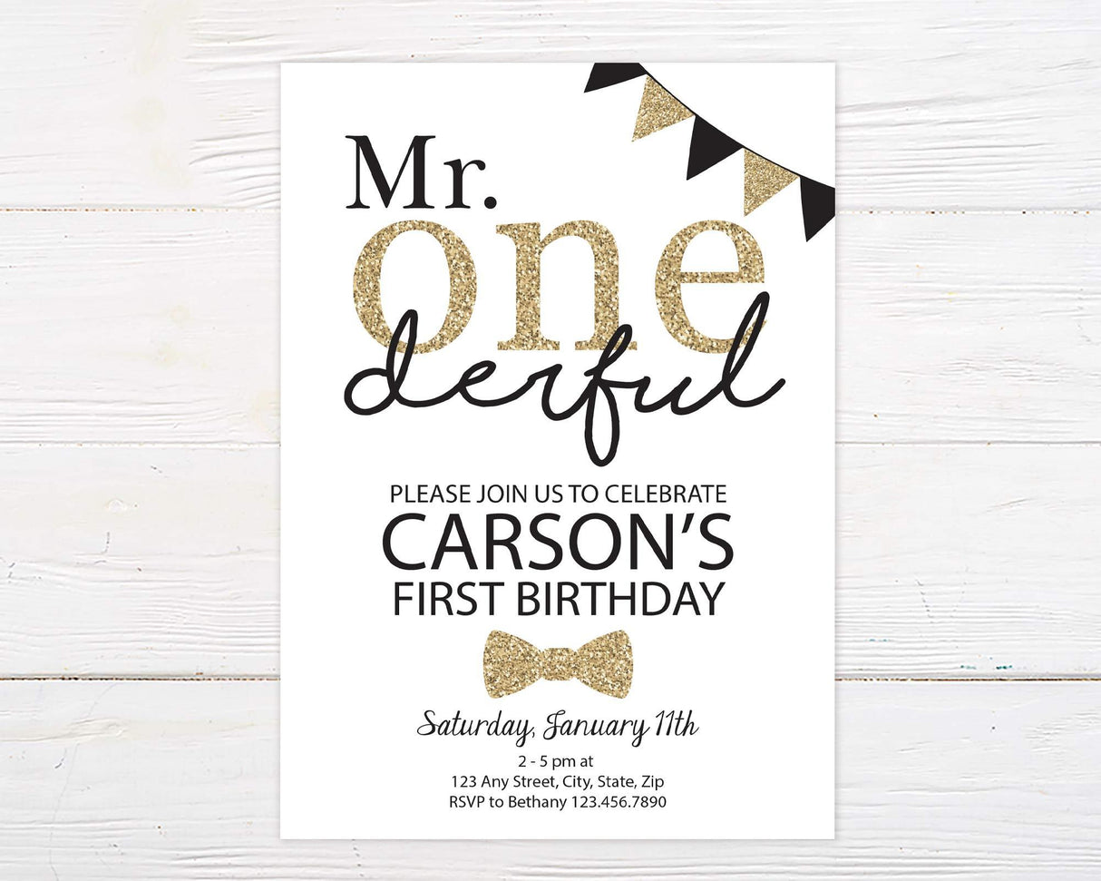 Mr. Onederful Birthday Invitation - goprintplus