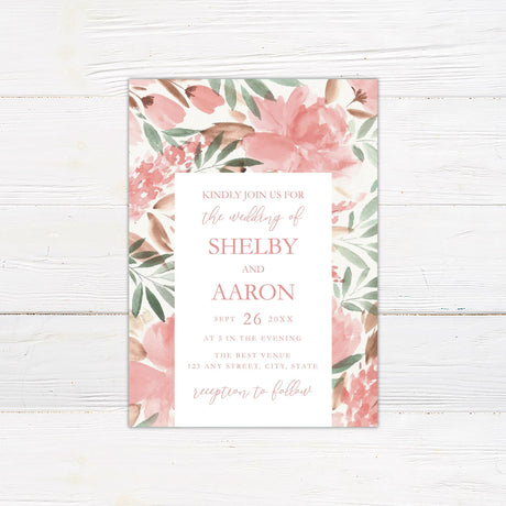 Muted Floral Invitations - goprintplus