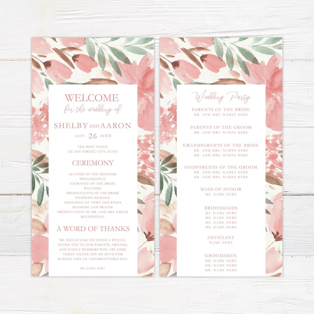 Muted Floral Program - goprintplus