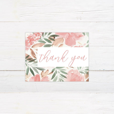 Muted Floral Thank You Card - goprintplus