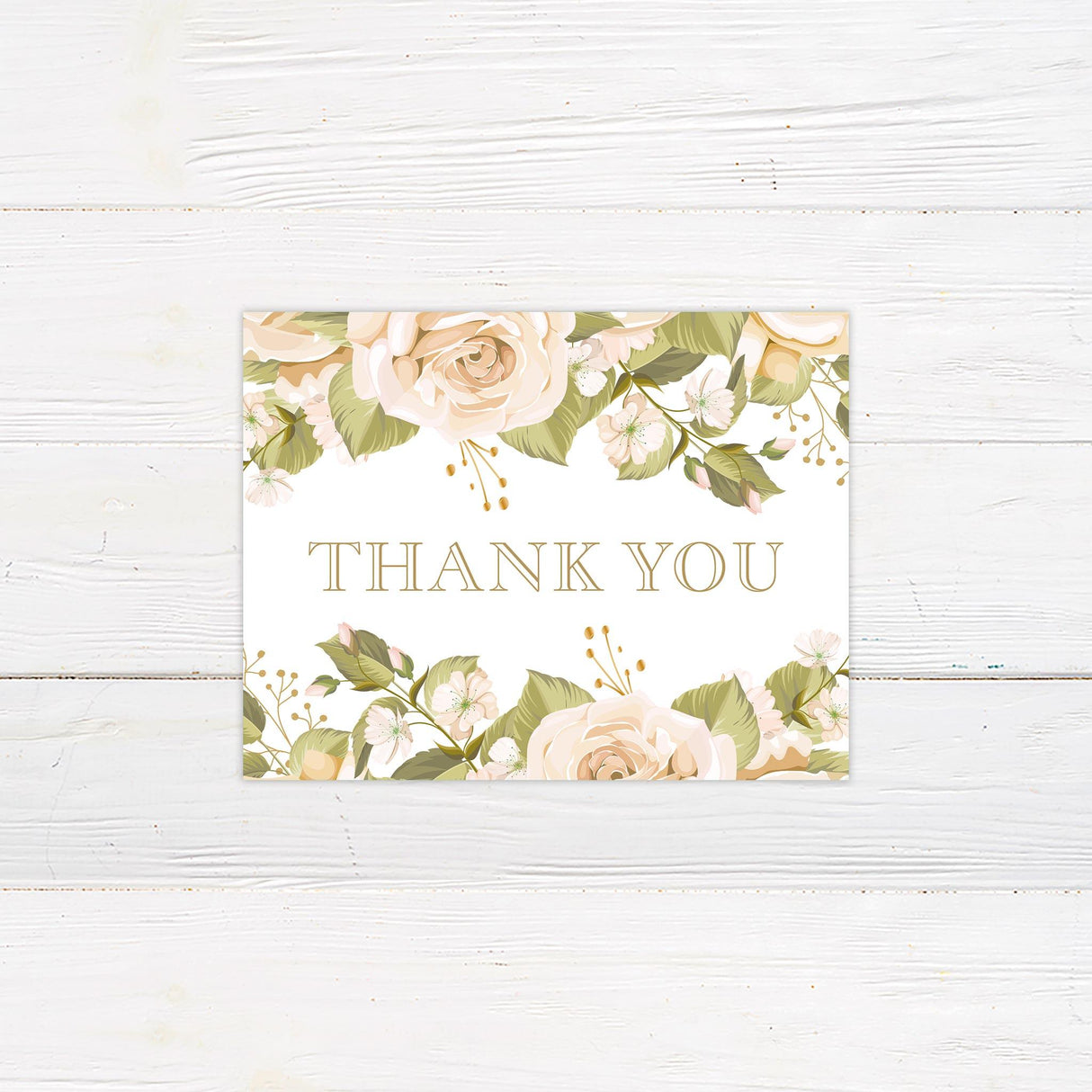 Muted Roses Thank You Card - goprintplus