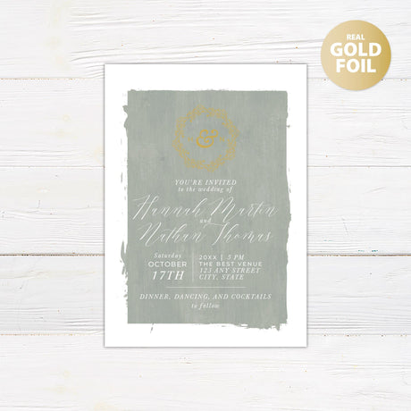 Seafoam Canvas Foil Invitation - goprintplus