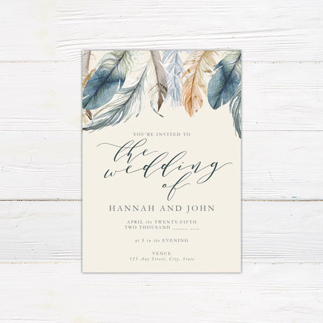 Natural Feather Invitations - goprintplus