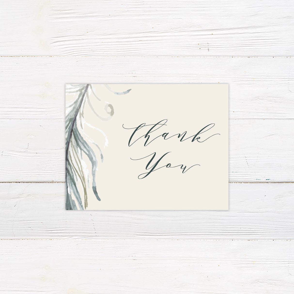 Natural Feather Thank You Card - goprintplus