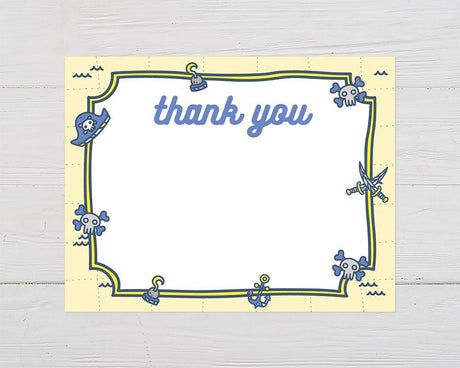 Nautical Boy Pirate Thank You Card - goprintplus