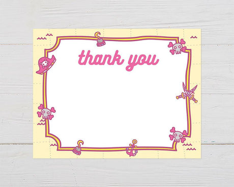 Nautical Girl Pirate Thank You Card - goprintplus