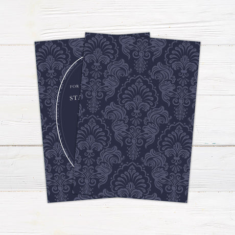 Navy Damask Invitations - goprintplus