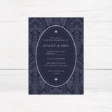 Navy Damask Invitations - goprintplus