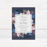 Navy Floral Invitations - goprintplus