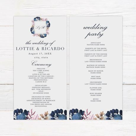 Navy Floral Invitations - goprintplus