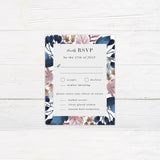 Navy Floral Invitations - goprintplus