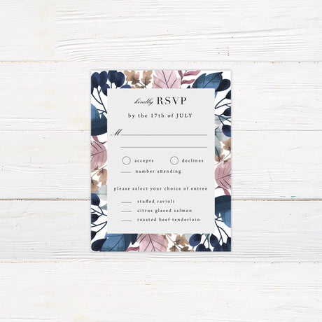 Navy Floral RSVP - goprintplus