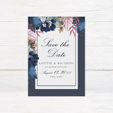 Navy Floral Invitations - goprintplus