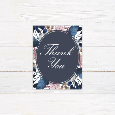 Navy Floral Thank You Cards - goprintplus