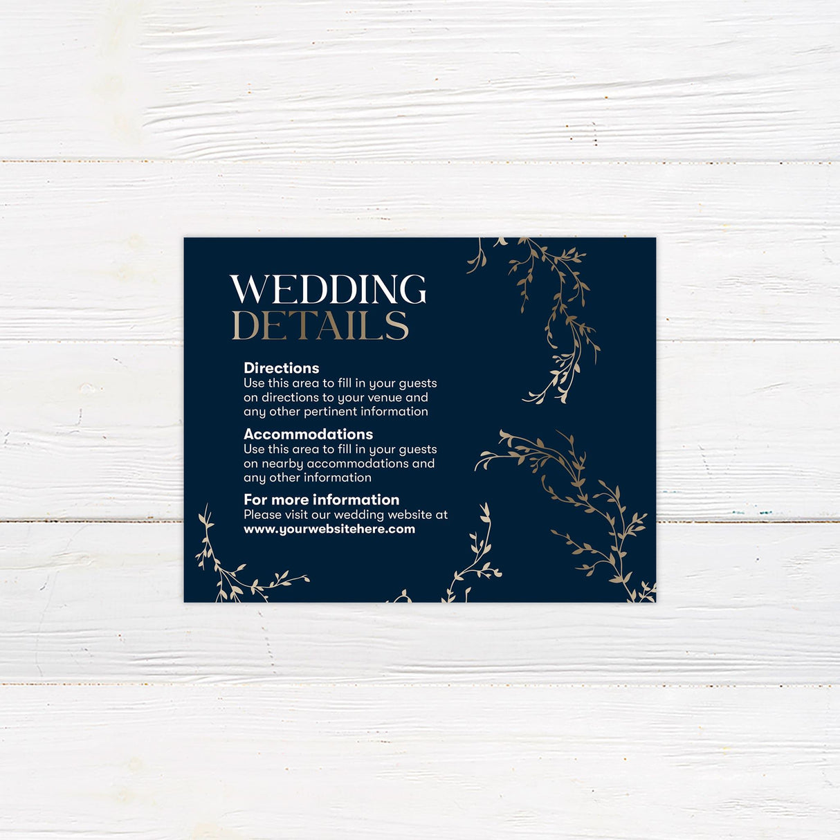 Navy Gold Branch Details Cards - goprintplus