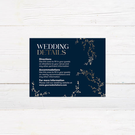 Navy Gold Branch Details Cards - goprintplus