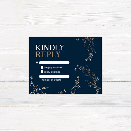 Navy Gold Branch Invitations - goprintplus