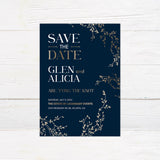 Navy Gold Branch Invitations - goprintplus