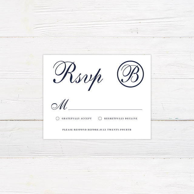 Navy Monogram RSVP - goprintplus