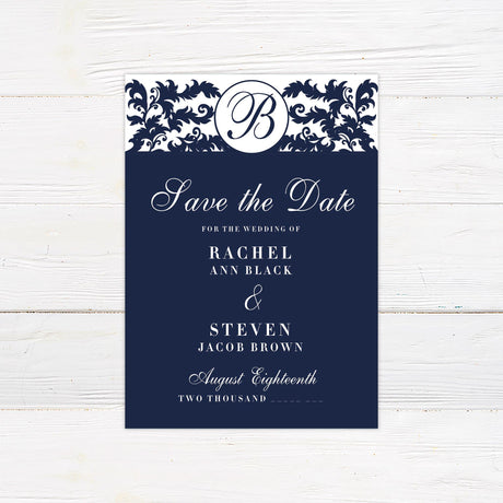 Navy Monogram Save The Date - goprintplus