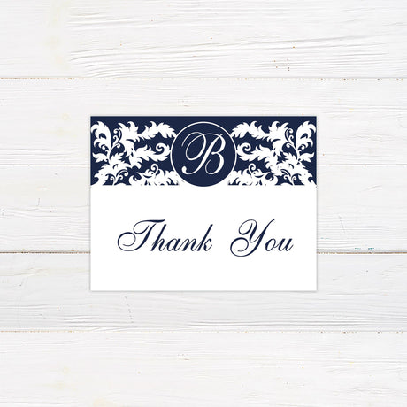 Navy Monogram Thank You Card - goprintplus