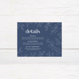 Navy Outlined Leaves Invitation - goprintplus