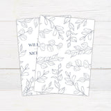 Navy Outlined Leaves Invitation - goprintplus