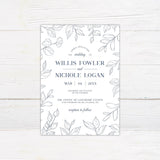 Navy Outlined Leaves Invitation - goprintplus