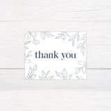 Navy Outlined Leaves Invitation - goprintplus