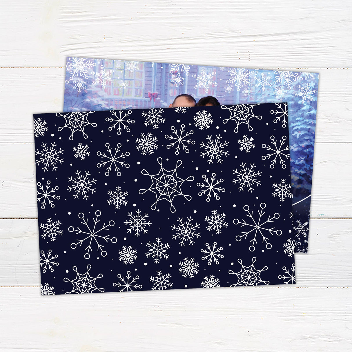 Navy Snowflakes Christmas Card