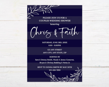 Navy Stripes Invitation - goprintplus