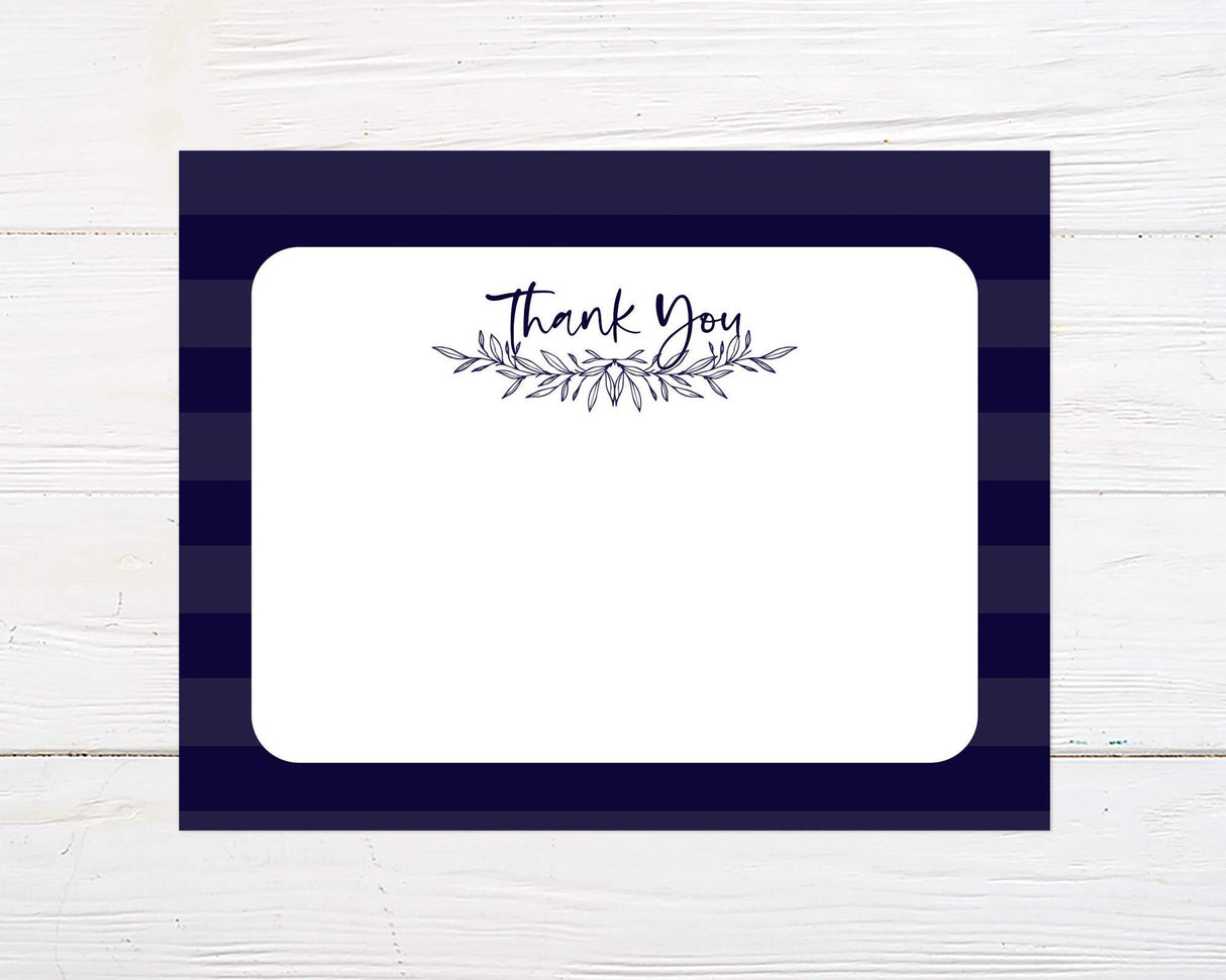 Navy Stripes Thank You Card - goprintplus