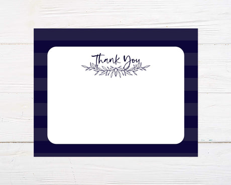 Navy Stripes Thank You Card - goprintplus