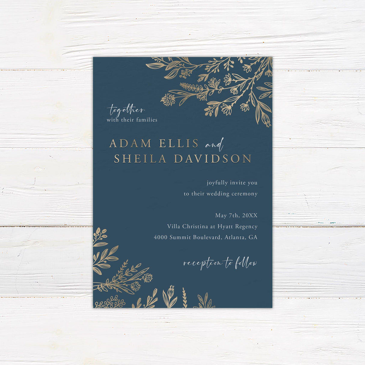 Navy and Gold Invitations - goprintplus