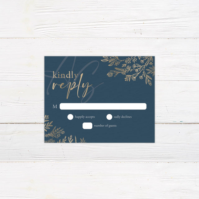 Navy and Gold RSVP - goprintplus