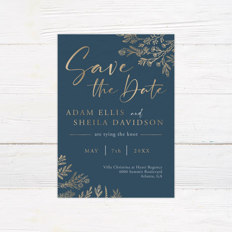 Navy and Gold Invitations - goprintplus