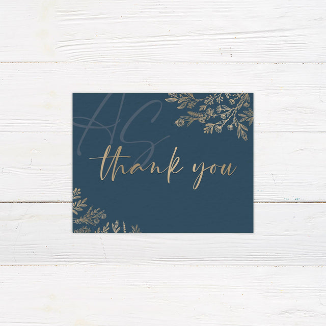 Navy and Gold Thank You Card - goprintplus