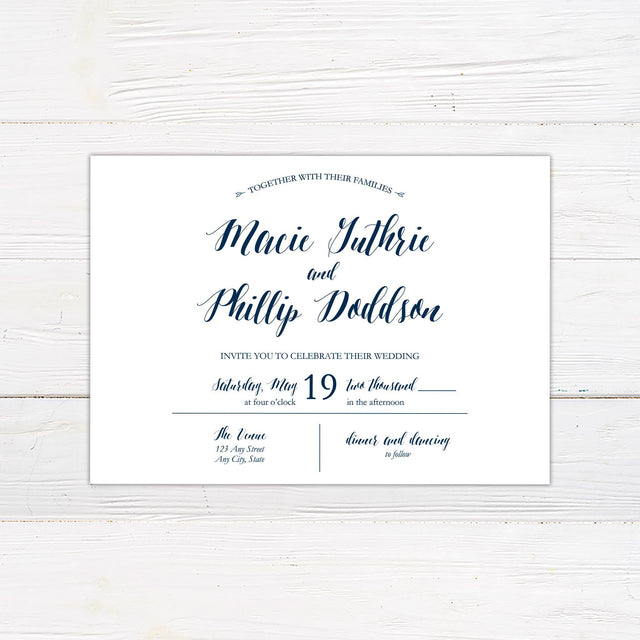 Navy and White Invitations - goprintplus