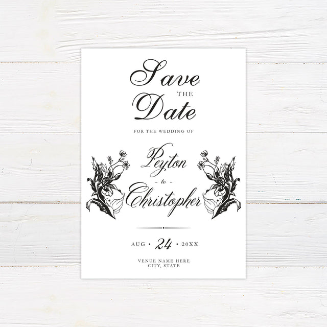 Nouveau Floral Save The Date - goprintplus