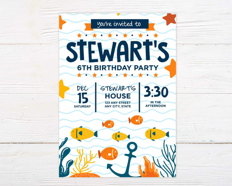 Ocean Birthday Party Invitation - goprintplus