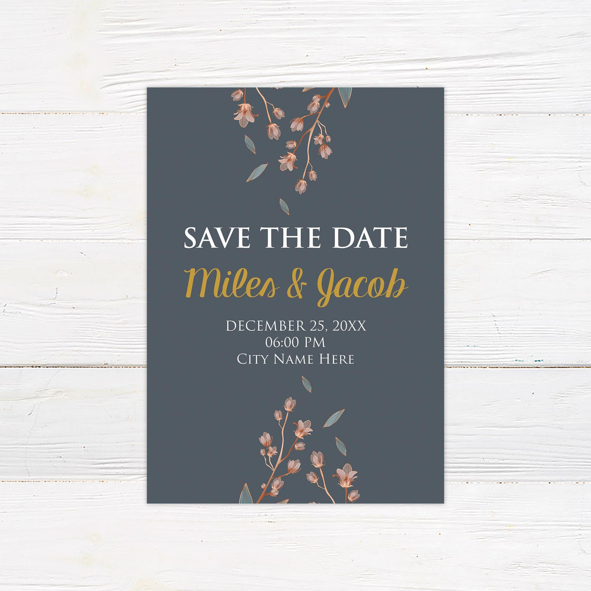 Rustic Botanical Save The Date - goprintplus