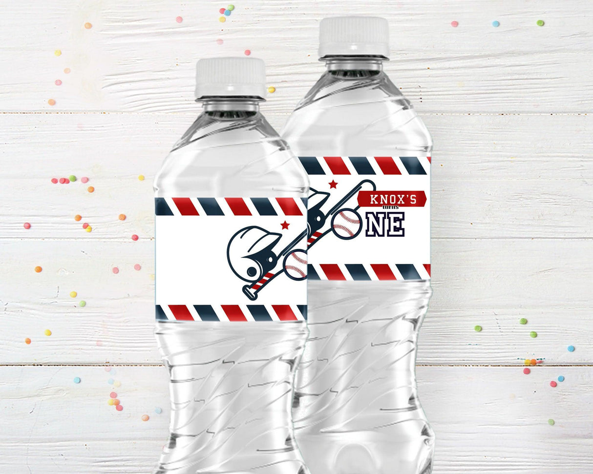 One Baseball Water Bottle Labels - goprintplus