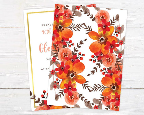 Orange Floral Birthday Invitation - goprintplus