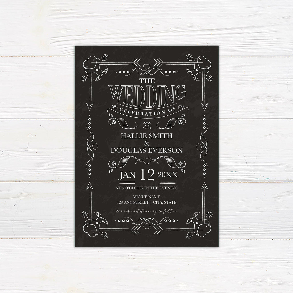 Ornate Chalkboard Invitations - goprintplus