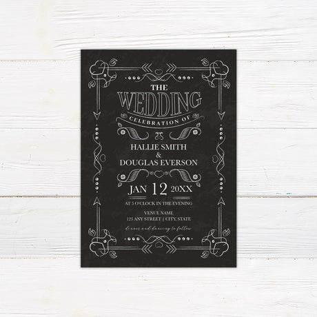 Ornate Chalkboard Invitations - goprintplus