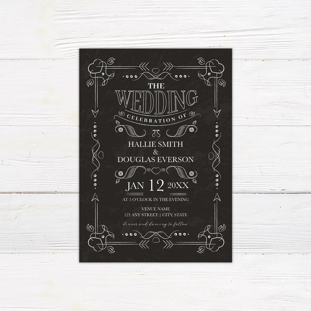 Ornate Chalkboard Invitations - goprintplus