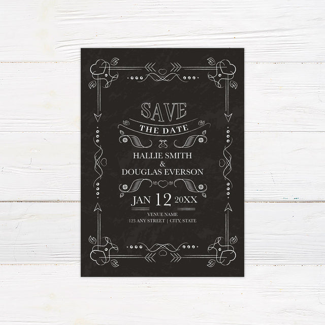 Ornate Chalkboard Save The Date - goprintplus