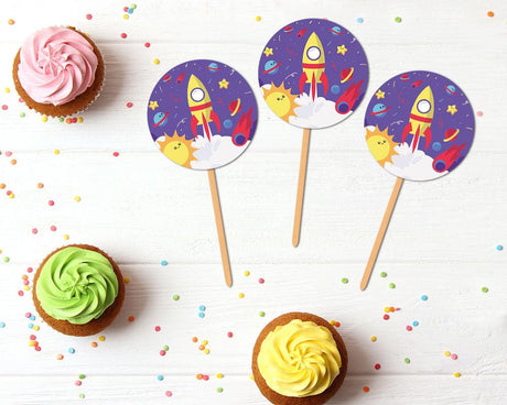 Outerspace Party Cupcake Topper - goprintplus