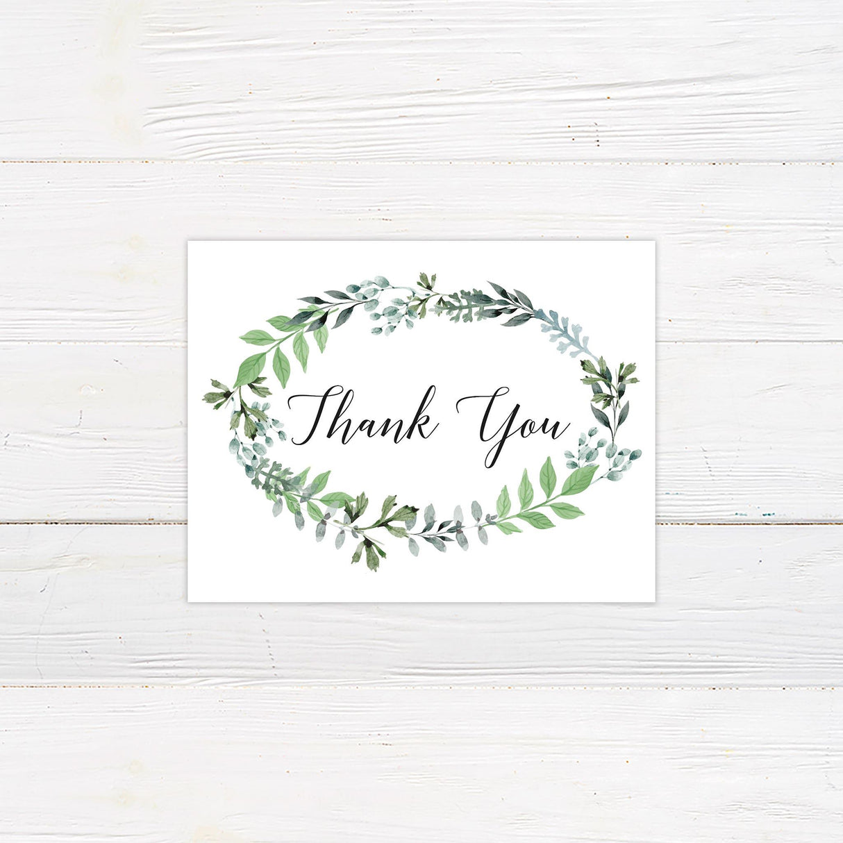 Oval Greenery Thank You Card - goprintplus