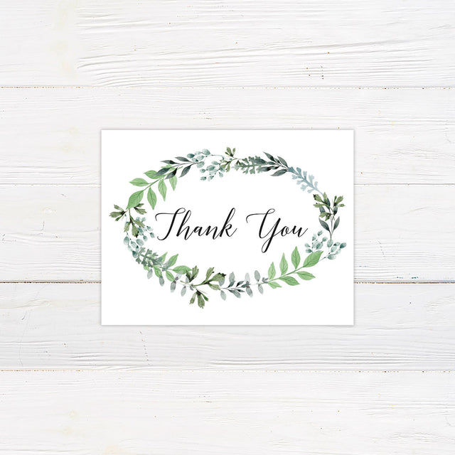 Oval Greenery Thank You Card - goprintplus